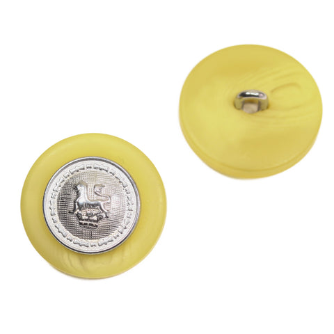 Metallknopf mit Wappenmotiv Löwenwappen in Silber mit Öse-Befestigung in 23 mm