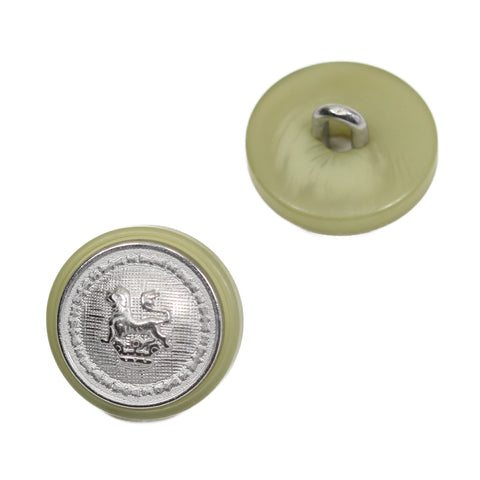 Metallknopf mit Wappenmotiv Löwenwappen in Grau mit Öse-Befestigung in 20 mm