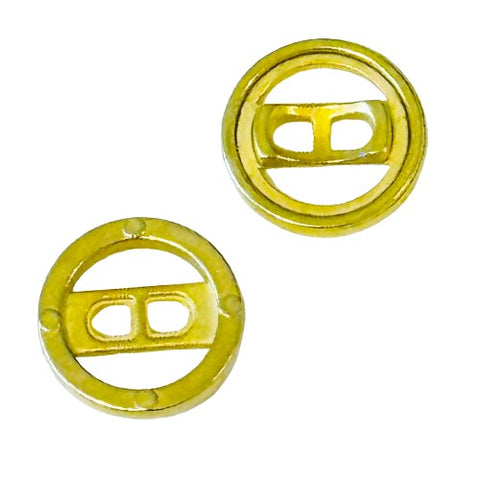 Metallknopf mit Rand in Gold mit 2-Loch-Befestigung in 11–14 mm