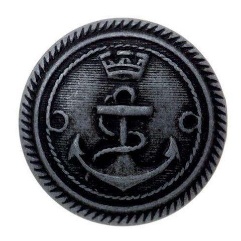 Metallknopf mit Ankermotiv in Grau mit Öse-Befestigung in 18–25 mm