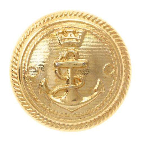 Metallknopf mit Ankermotiv in Gold mit Öse-Befestigung in 18–25 mm
