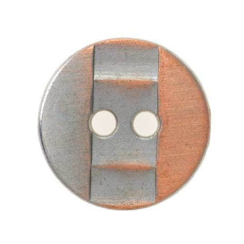 Metallknopf in Silber-Kupfer mit 2-Loch-Befestigung in 12–15 mm