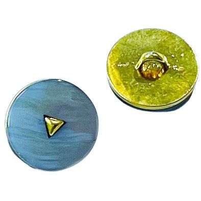 Metallknopf in Gold-Blau mit Öse-Befestigung in 12–15 mm