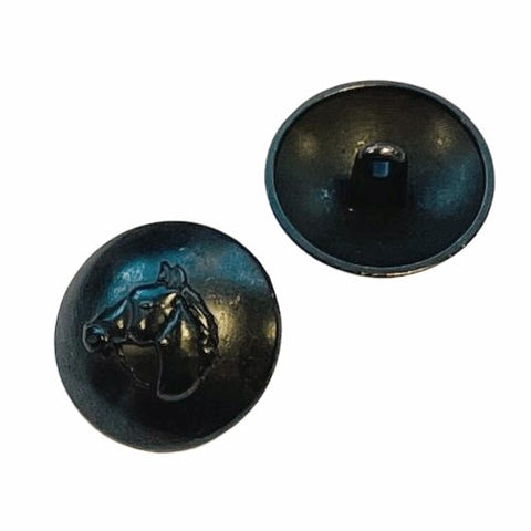 Metallknopf  Pferdekopf Motive in Schwarz mit Öse-Befestigung in 10–25 mm