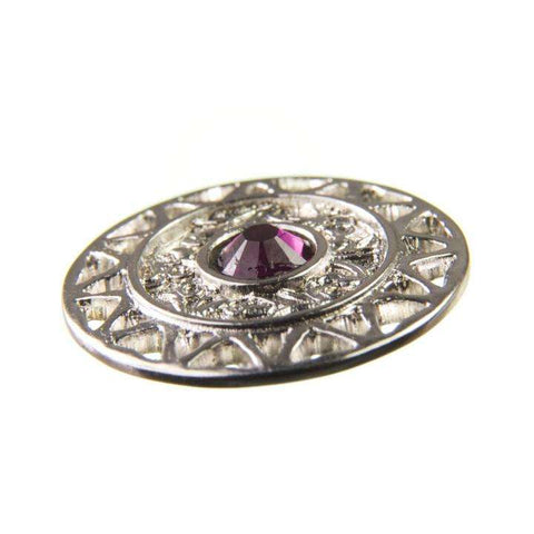 Trachten Metallknopf Silber ST-12-S Amethyst Violett mit Swarovski® Kristall für Dirndl und Tracht