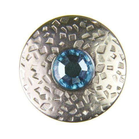 Trachtenknopf ST-17-S Silber mit Swarovski® Kristall Aquamarin Aquamarinblau für Dirndl und Tracht