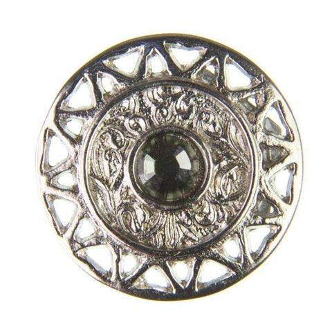 Trachten Metallknopf Silber ST-12-S Black Diamond Rauchgrau mit Swarovski® Kristall für Dirndl und Tracht