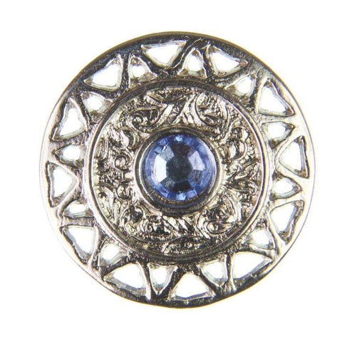Trachten Metallknopf Silber ST-12-S Light Sapphire Hellblau mit Swarovski® Kristall für Dirndl und Tracht