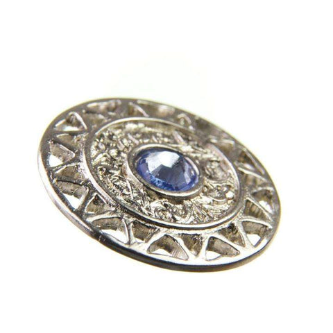 Trachten Metallknopf Silber ST-12-S Light Sapphire Hellblau mit Swarovski® Kristall für Dirndl und Tracht