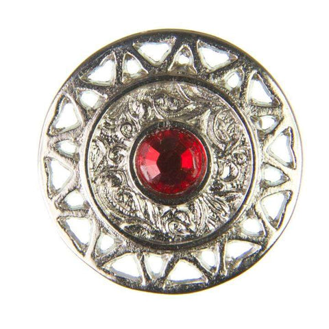 Trachten Metallknopf Silber ST-12-S Light Siam Hellrot mit Swarovski® Kristall für Dirndl und Tracht