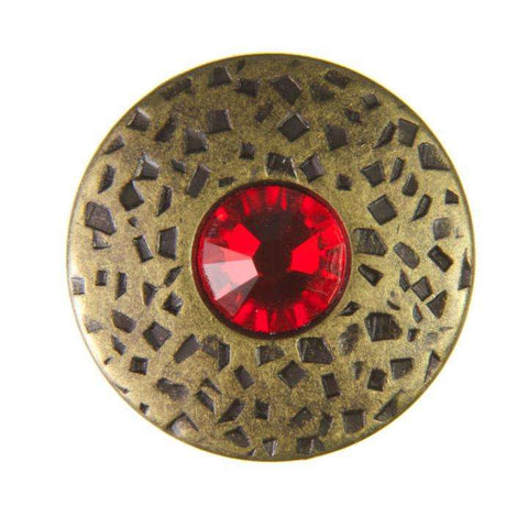 Trachtenknopf ST-17-AG Messing mit Swarovski® Kristall Light Siam Hellrot für Dirndl, Tracht, Blusen und Jacken