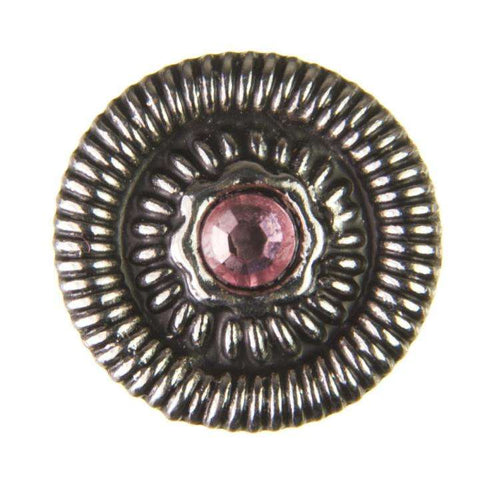 Trachtenknopf Light Rose (Hellrosa) mit Swarovski® Crystal ST-19AS Altsilber für Dirndl und Trachtenmode
