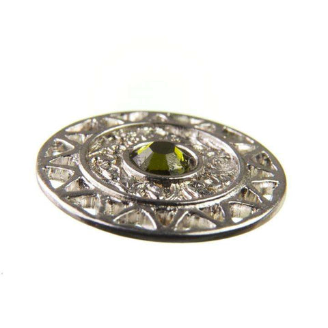 Trachten Metallknopf Silber ST-12-S Olivine Olivgrün mit Swarovski® Kristall für Dirndl und Tracht