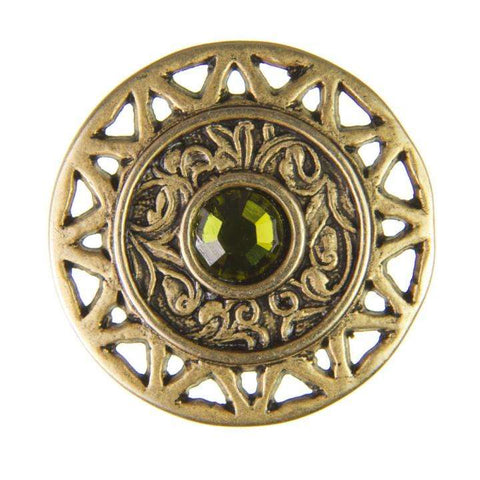 Trachten Metallknopf Altgold ST-13-AG Olivine Olivgrün mit Swarovski® Kristall für Dirndl und Tracht
