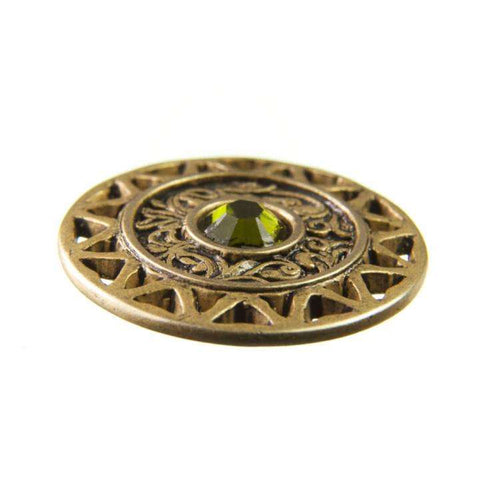 Trachten Metallknopf Altgold ST-13-AG Olivine Olivgrün mit Swarovski® Kristall für Dirndl und Tracht