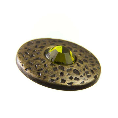Trachtenknopf ST-17-AG Messing mit Swarovski® Kristall Olivine Olivgrün für Dirndl, Tracht, Blusen und Jacken
