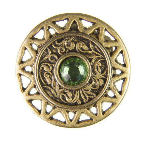 Trachten Metallknopf Altgold ST-13-AG Peridot Hellgrün mit Swarovski® Kristall für Dirndl und Tracht