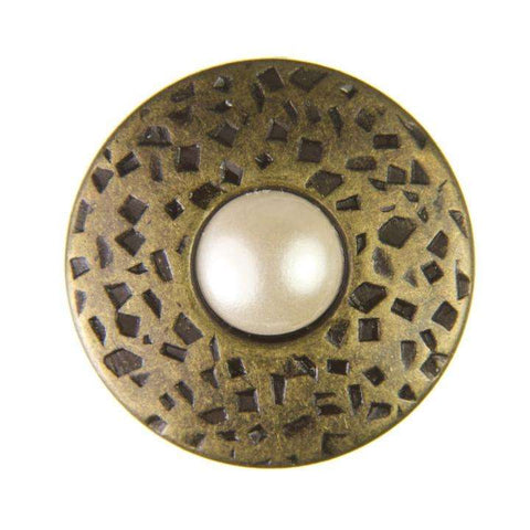 Trachtenknopf ST-17-AG Messing mit Swarovski® Perle Creme für Dirndl, Tracht, Blusen und Jacken