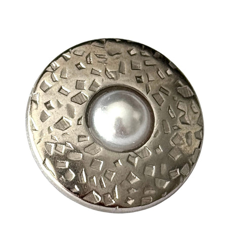 Trachtenknopf ST-17-S Silber mit Swarovski® Perle Weiß für Dirndl, Tracht, Blusen und Jacken