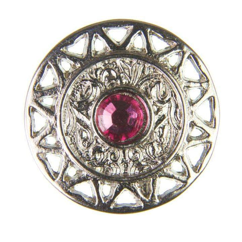 Trachten Metallknopf Silber ST-12-S Rose Rosa mit Swarovski® Kristall für Dirndl und Tracht