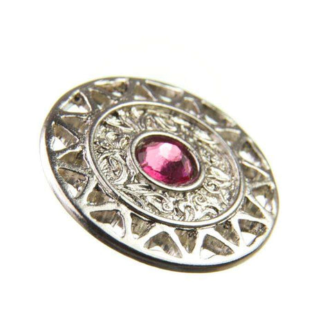 Trachten Metallknopf Silber ST-12-S Rose Rosa mit Swarovski® Kristall für Dirndl und Tracht
