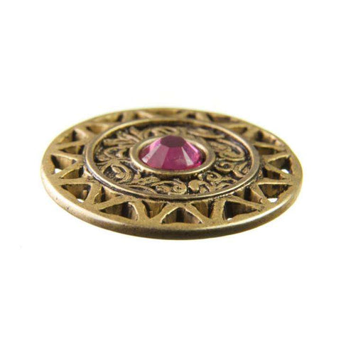Trachten Metallknopf Altgold ST-13-AG Rose Rosa mit Swarovski® Kristall für Dirndl und Tracht