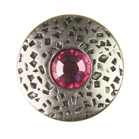 Trachtenknopf ST-17-AS Altsilber mit Swarovski® Kristall Rose Rosa für Dirndl und Tracht