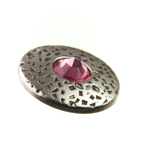 Trachtenknopf ST-17-AS Altsilber mit Swarovski® Kristall Rose Rosa für Dirndl und Tracht