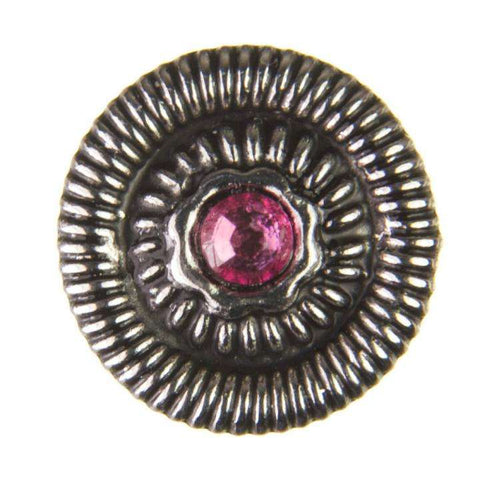 Trachtenknopf Rose (Rosa) mit Swarovski® Crystal ST-19AS Altsilber für Dirndl und Trachtenmode