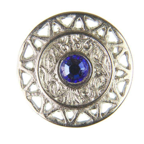 Trachten Metallknopf Silber ST-12-S Sapphire Saphirblau mit Swarovski® Kristall für Dirndl und Tracht