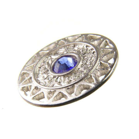 Trachten Metallknopf Silber ST-12-S Sapphire Saphirblau mit Swarovski® Kristall für Dirndl und Tracht