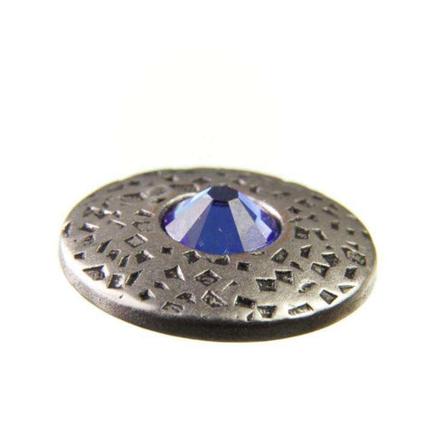 Trachtenknopf ST-17-AS Altsilber mit Swarovski® Kristall Sapphire Saphirblau für Dirndl und Tracht