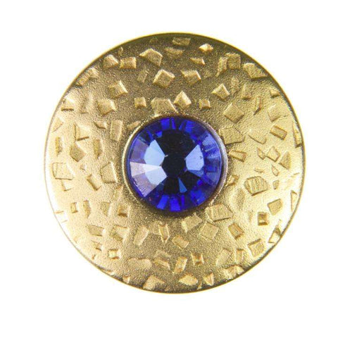 Trachtenknopf ST-17-G Gold mit Swarovski® Kristall Sapphire Saphirblau für Dirndl und Tracht