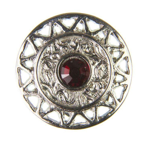 Trachten Metallknopf Silber ST-12-S Siam Rubinrot mit Swarovski® Kristall für Dirndl und Tracht