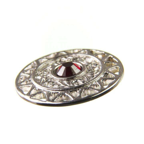 Trachten Metallknopf Silber ST-12-S Siam Rubinrot mit Swarovski® Kristall für Dirndl und Tracht
