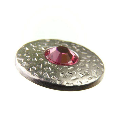 Trachtenknopf ST-17-S Silber mit Swarovski® Kristall Rose Rosa für Dirndl und Tracht