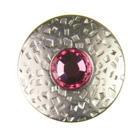 Trachtenknopf ST-17-S Silber mit Swarovski® Kristall Rose Rosa für Dirndl und Tracht