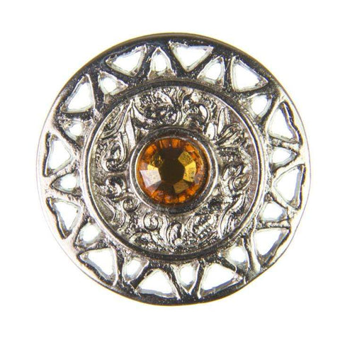 Trachten Metallknopf Silber ST-12-S Topaz Goldbraun mit Swarovski® Kristall für Dirndl und Tracht