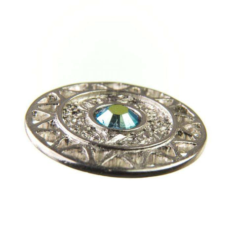 Trachten Metallknopf Silber ST-12-S Türkis Türkis mit Swarovski® Kristall für Dirndl und Tracht