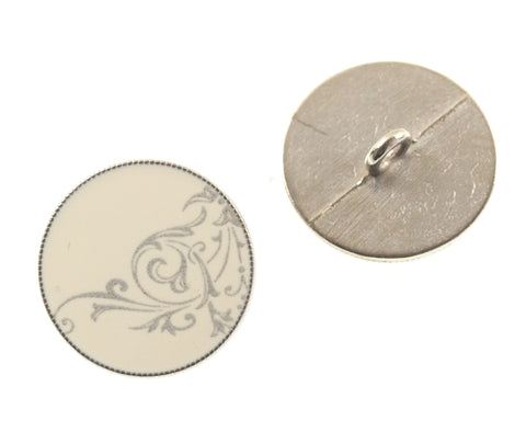 Metallknopf mit Wappenmotiv in Creme/Natur mit Öse-Befestigung in 18–23 mm