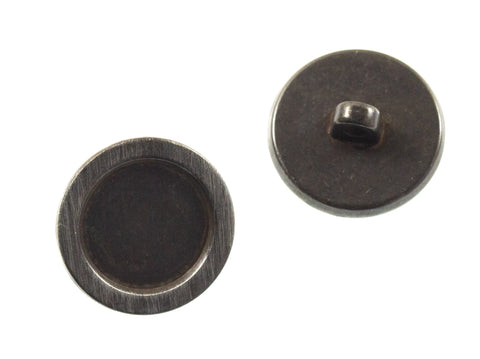 Metallknopf mit Rand flach in Grau mit Öse-Befestigung in 15–25 mm