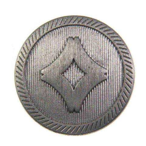 Metallknopf in Altsilber-Silber mit Öse-Befestigung in 15 mm