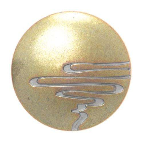 Metallknopf mit Muster in Gold mit Öse-Befestigung in 20 mm