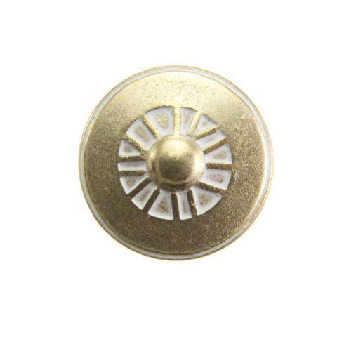 Metallknopf mit Muster in Gold mit Öse-Befestigung in 12 mm
