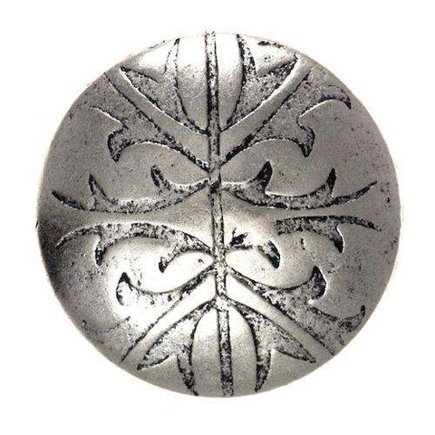 Metallknopf in Altsilber-Silber mit Öse-Befestigung in 15–23 mm