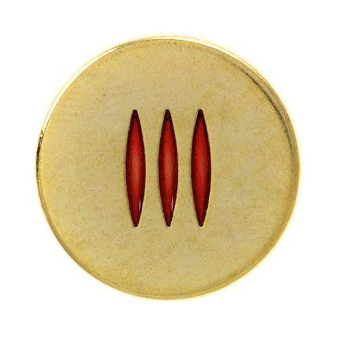 Metallknopf mit Streifenmuster Muster in Gold-Rot mit Öse-Befestigung in 18–20 mm