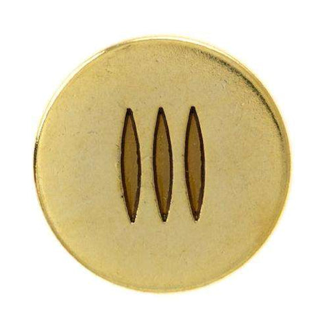 Metallknopf mit Streifenmuster Muster in Gold-Braun mit Öse-Befestigung in 18–20 mm