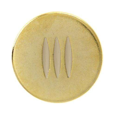 Metallknopf mit Streifenmuster Muster in Gold-Creme/Natur mit Öse-Befestigung in 15–20 mm