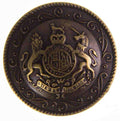 Metallknopf mit Wappenmotiv in Messing mit Öse-Befestigung in 15–23 mm