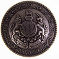 Metallknopf mit Wappenmotiv in Altsilber-Silber mit Öse-Befestigung in 15–18 mm